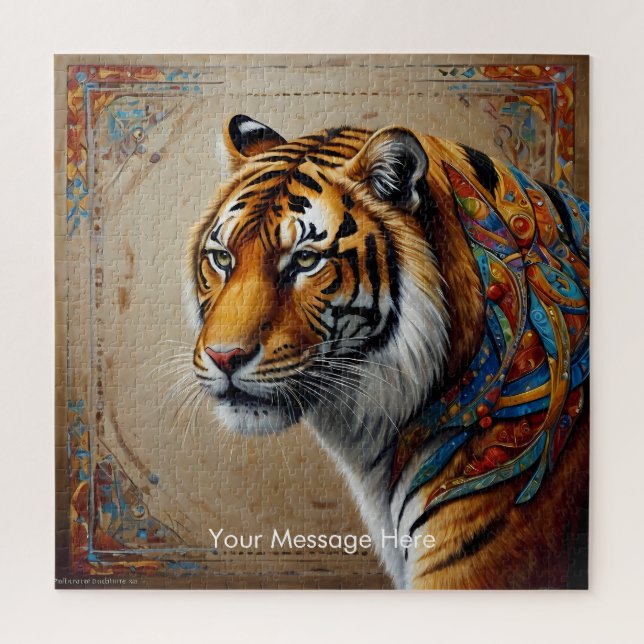 Boho Tiger Puzzle – Vibrant Jungle Wildlife Art (Vertical)