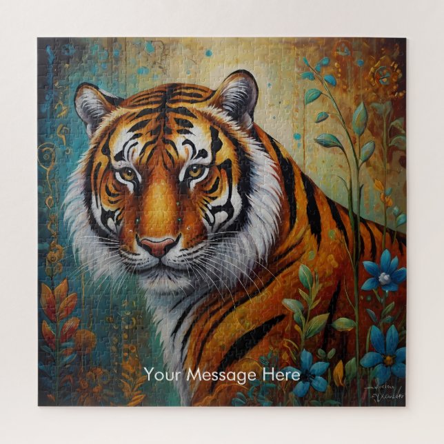 Boho Tiger Puzzle – Vibrant Jungle Wildlife Art (Vertical)