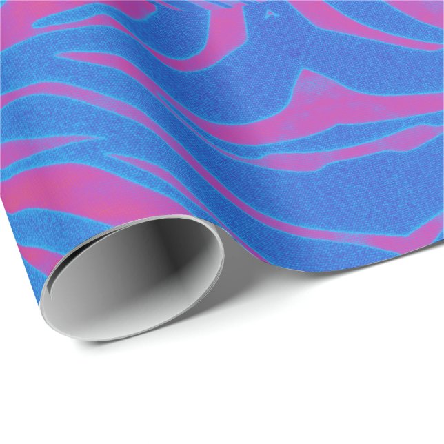 Boho Tiger Stripe Pink and Blue Wrapping Paper (Roll Corner)
