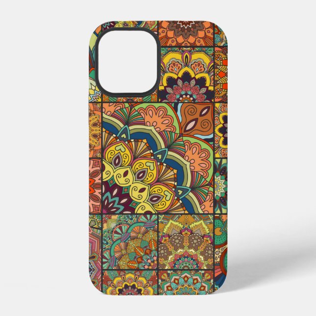 Boho tile set and seamless pattern. Colourful patc iPhone Case (Back)