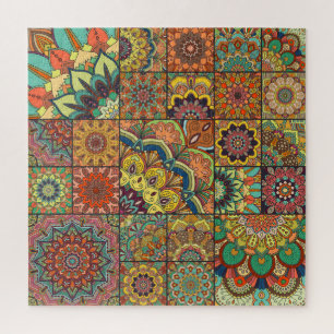Boho tiles: colourful patchwork seamless pattern jigsaw puzzle