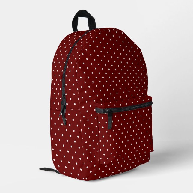 Boho Tiny Polka Dot Cute Burgundy Polka Dots Printed Backpack (Back Corner Left)
