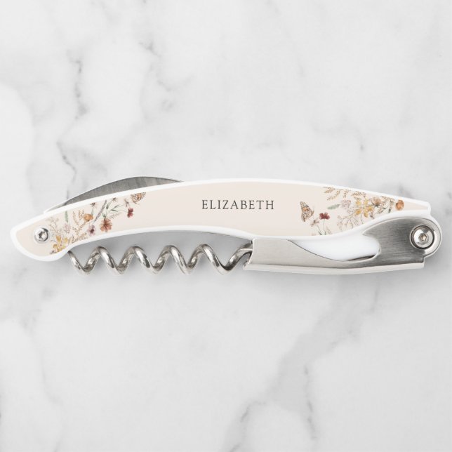 Boho Tiny Wildflower Bridal Shower Corkscrew (Back)