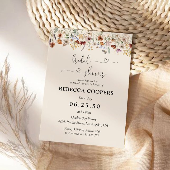 Boho Tiny Wildflower Bridal Shower Invitation (Creator Uploaded)