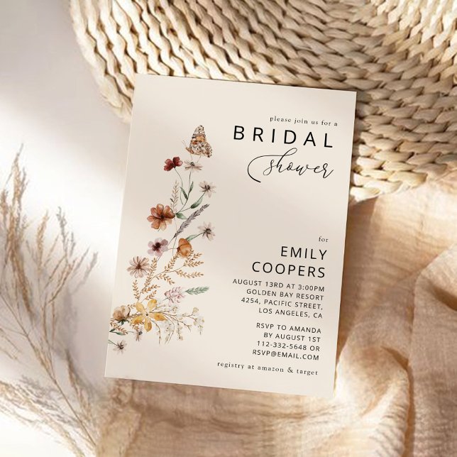 Boho Tiny Wildflower Bridal Shower Invitation (Creator Uploaded)