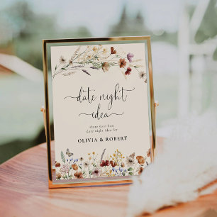 Boho Tiny Wildflower Date Night Idea Sign