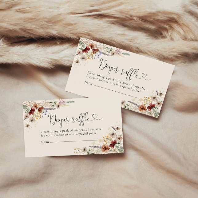 Boho  Tiny Wildflower Diaper Raffle Enclosure Card (Creator Uploaded)
