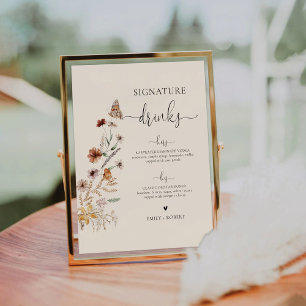 Boho Tiny Wildflower Signature Drinks Sign