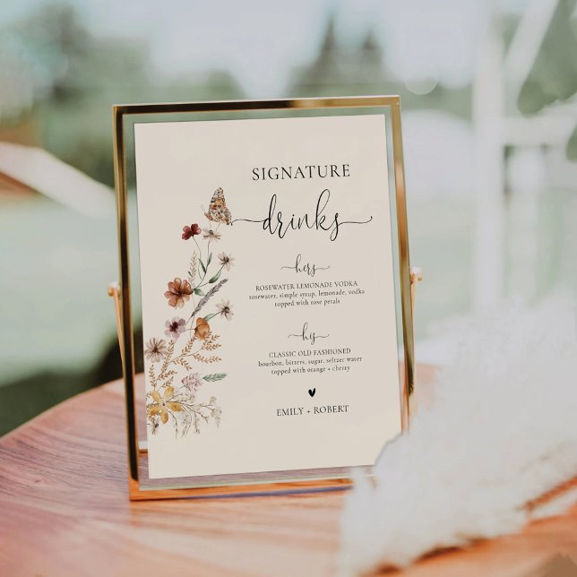 Boho Tiny Wildflower Signature Drinks Sign (Creator Uploaded)