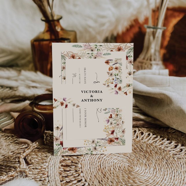 Boho Tiny Wildflower Wedding Belly Band Invitation Belly Band (Creator Uploaded)