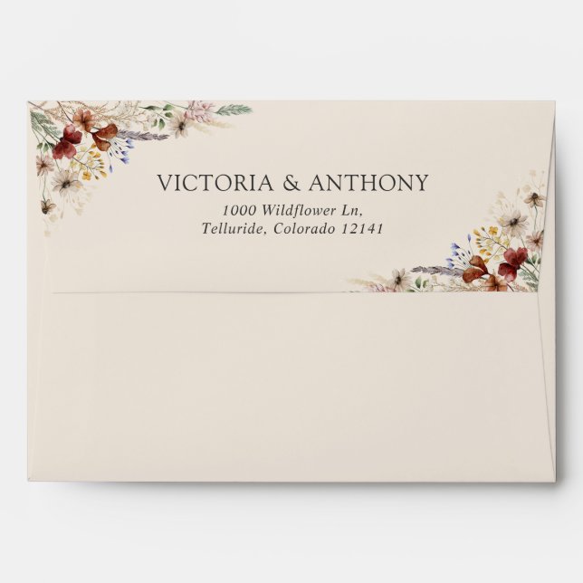 Boho Tiny Wildflower Wedding Ceremony Envelope (Back (Top Flap))