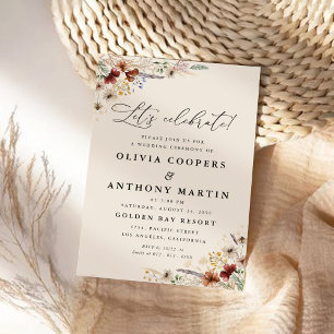 Boho  Tiny Wildflower Wedding Ceremony Invitation