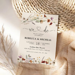 Boho Tiny Wildflower Wedding Ceremony Invitation