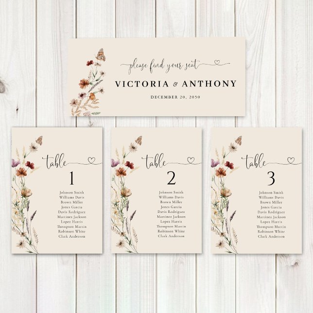 Boho Tiny Wildflower Wedding Head Table Sign (Creator Uploaded)