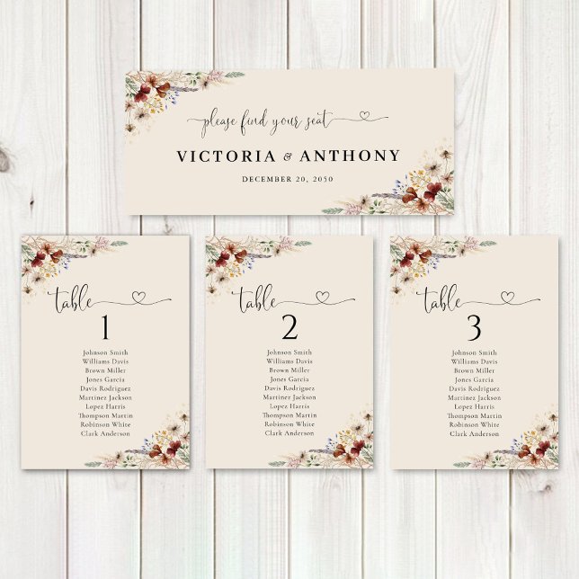 Boho Tiny Wildflower Wedding Head Table Sign (Creator Uploaded)