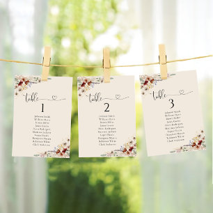 Boho Tiny Wildflower Wedding Table Seating Chart