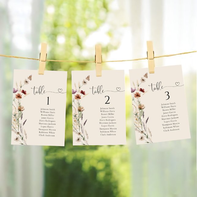 Boho Tiny Wildflower Wedding Table Seating Chart  (Creator Uploaded)