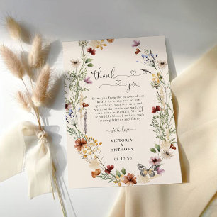 Boho Tiny Wildflower Wedding Thank You Cards