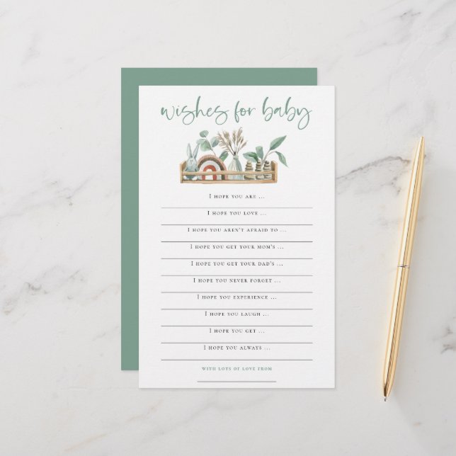 Boho Toys Sage Wishes for Baby Shower Game (Front/Back In Situ)