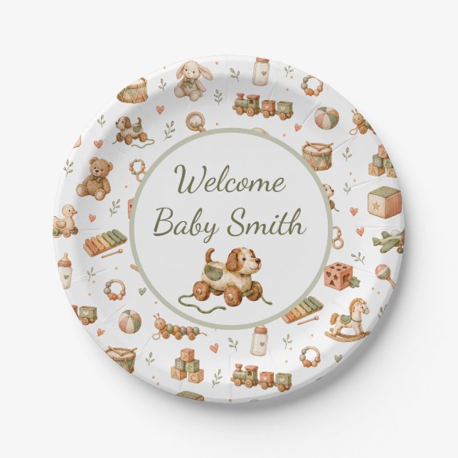 Boho Toys Welcome Baby Paper Plate (Front)