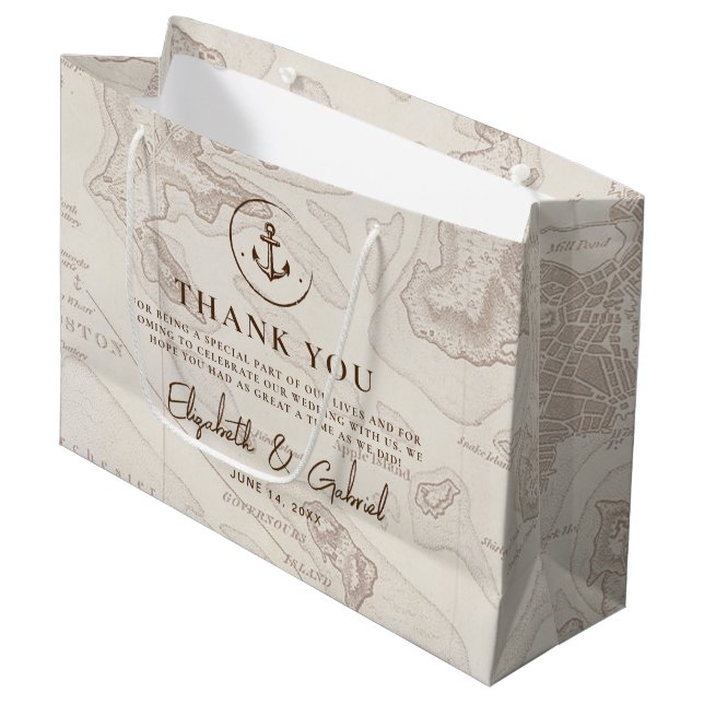 Boho Travel Cruise Wedding Thank You Large Gift Bag (Front Angled)