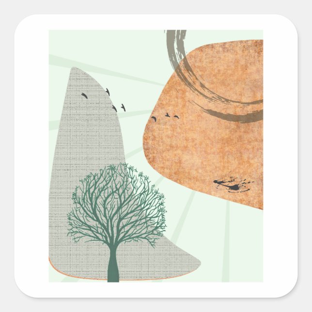 Boho Tree Square Sticker (Front)