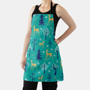 Boho Trees Gold Deers Modern Apron