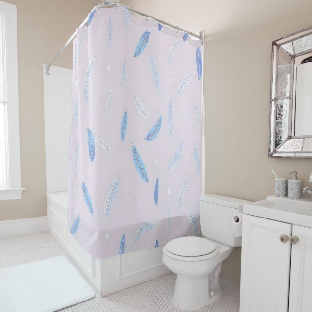 Boho Trendy Feathers Luxury Collection Shower Curtain (In Situ)
