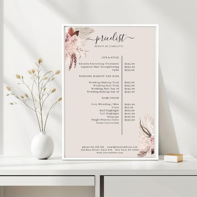 Boho Trendy Pricelist  Poster (Creator Uploaded)
