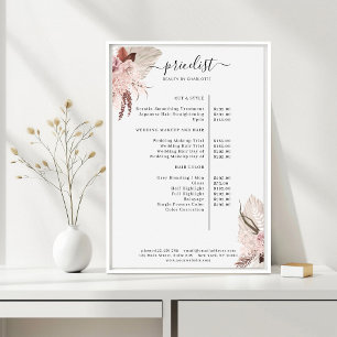 Boho Trendy Pricelist Poster