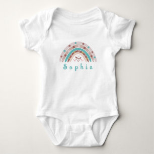 Boho Trendy Rainbow with Personalised Name  Baby Bodysuit