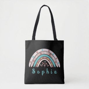 Boho Trendy Rainbow with Personalised Name Tote Bag