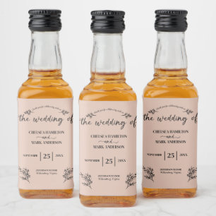 Boho Trendy Script Wedding Liquor Bottle Label