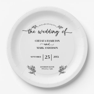 Boho Trendy Script Wedding Paper Plate