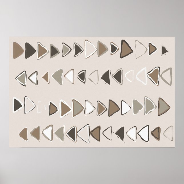 Boho Triangles Brown Taupe Ivory Poster (Front)