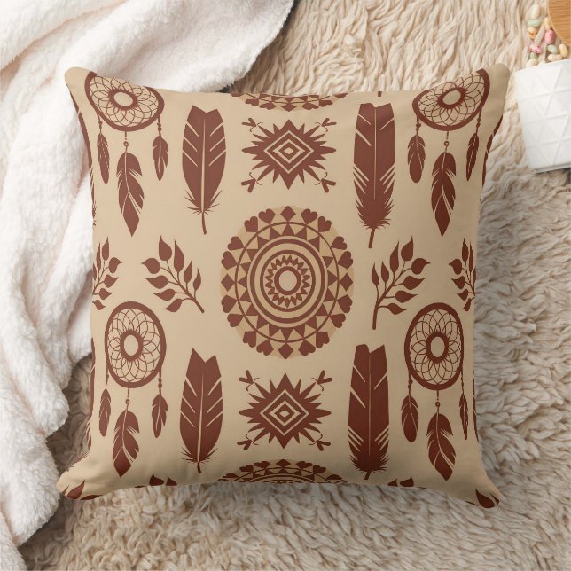 Boho Tribal Abstract Pattern | Earthy Geometric Cushion (Blanket)