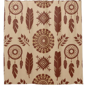 Boho Tribal Abstract Pattern Earthy Geometric Shower Curtain