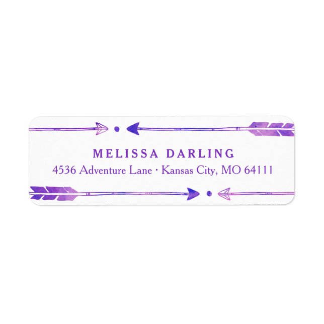 Boho Tribal Arrow Address Labels | Purple & Pink (Front)