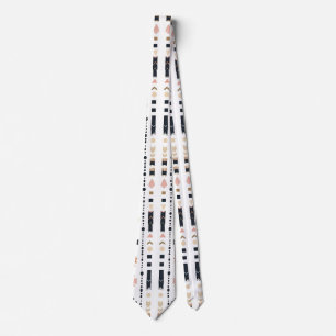 Boho Tribal Aztec Vertical Stripes Cream Rust Blue Tie