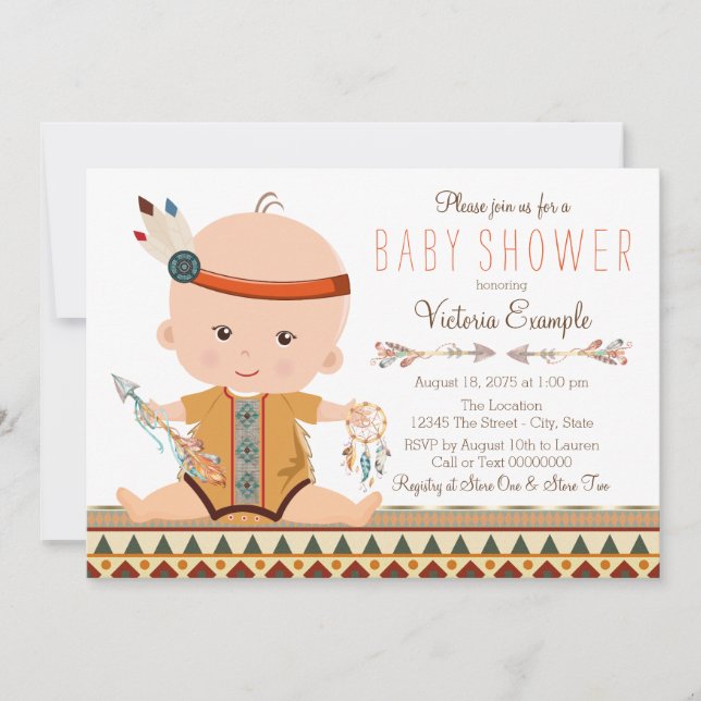 Boho Tribal Baby Shower Invitation (Front)