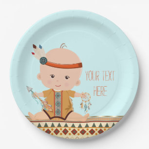 Boho Tribal Baby Shower Paper Plate