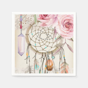 Boho Tribal Chic DreamCatcher & Roses Paper Napkin