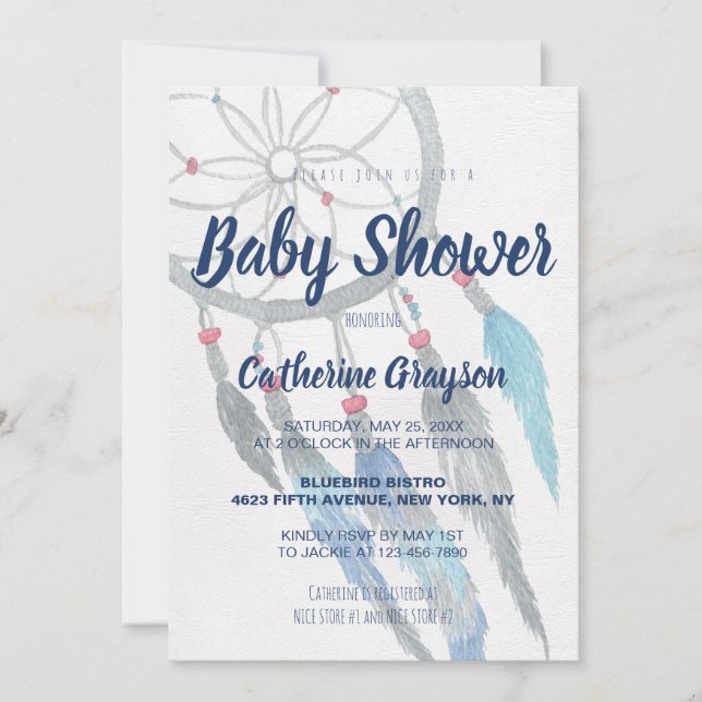 Boho Tribal Dreamcatcher Baby Shower Invitation (Front)