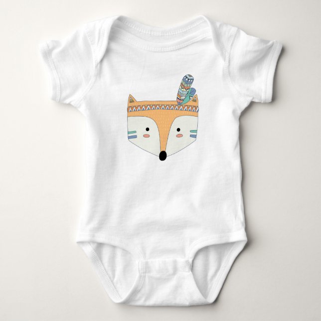 Boho Tribal Fox Baby Bodysuit (Front)