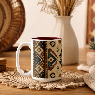Boho Tribal Geometric Pattern Coffee Mug Rustic