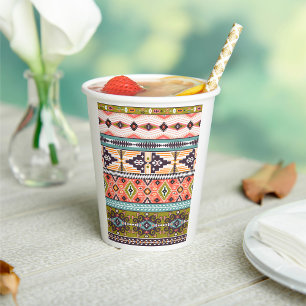 Boho Tribal Geometric Pattern Southwestern Aztec  Paper Cups