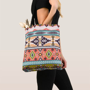 Boho Tribal Geometric Pattern Southwestern Aztec  Tote Bag