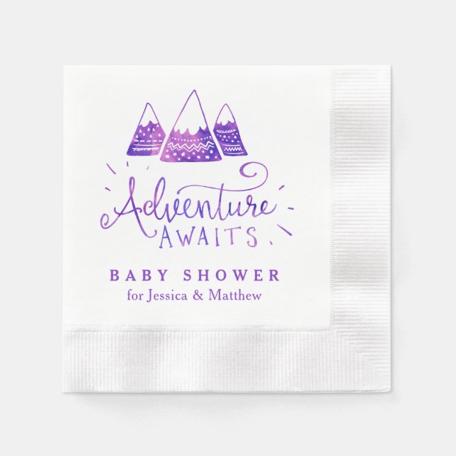 Boho Tribal Girl Adventure Baby Shower Napkins (Front)