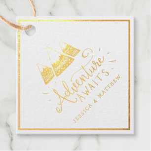 Boho Tribal gold  "Adventure Awaits" Baby Shower Favour Tags