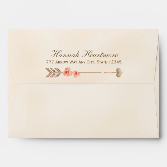 Boho Tribal Heart and Arrow Rose Envelope (Back (Top Flap))